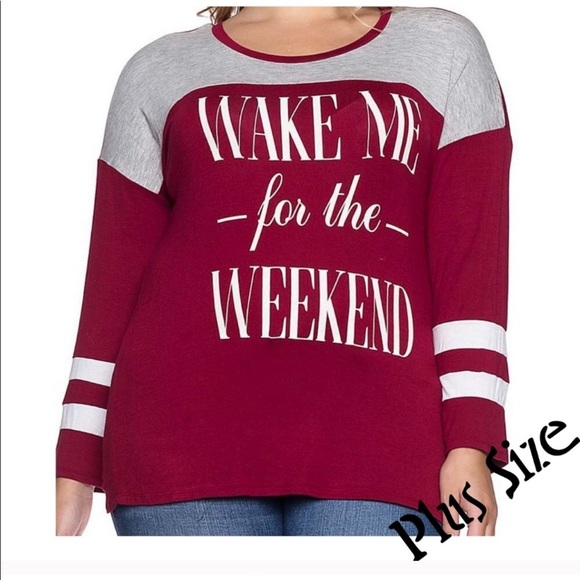 NWT “Wake me for the weekend” top 2X Plus - Picture 1 of 2